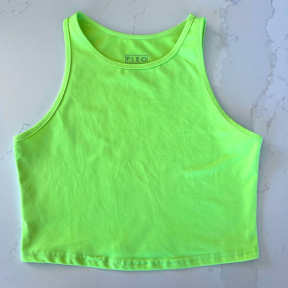 Fleo Tempo Crop Tank in Neon Yellow sz M